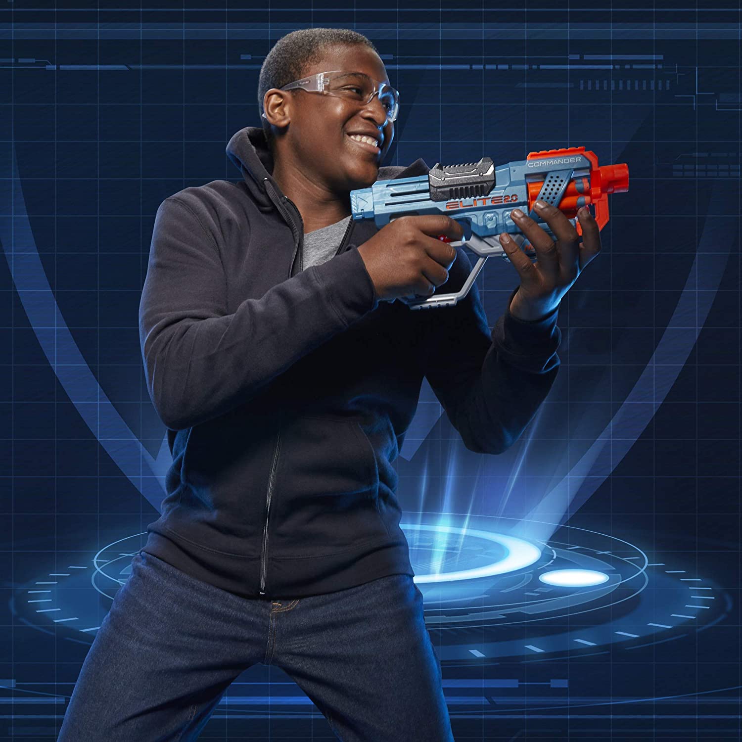 NERF Elite 2.0 Commander RD-6 Blaster, 12 Official Darts, 6-Dart Rotating Drum, Tactical Rails, Barrel, and Attachment Points. 