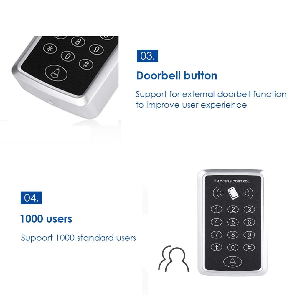 125KHz RFID Access Control Keypad Card Reader Door Lock Opener. 