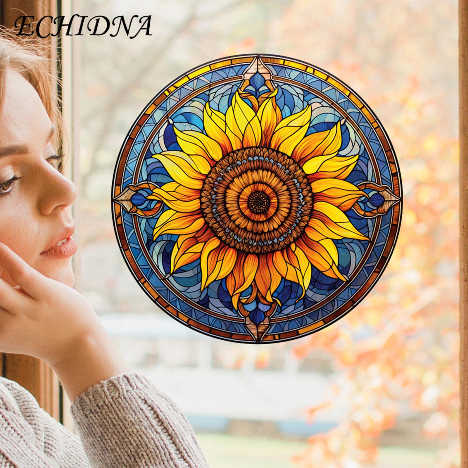 Sunflower Impt Warning 3d Static Window Stickers Removable Bird Deterrent Decorative Home cessory. 