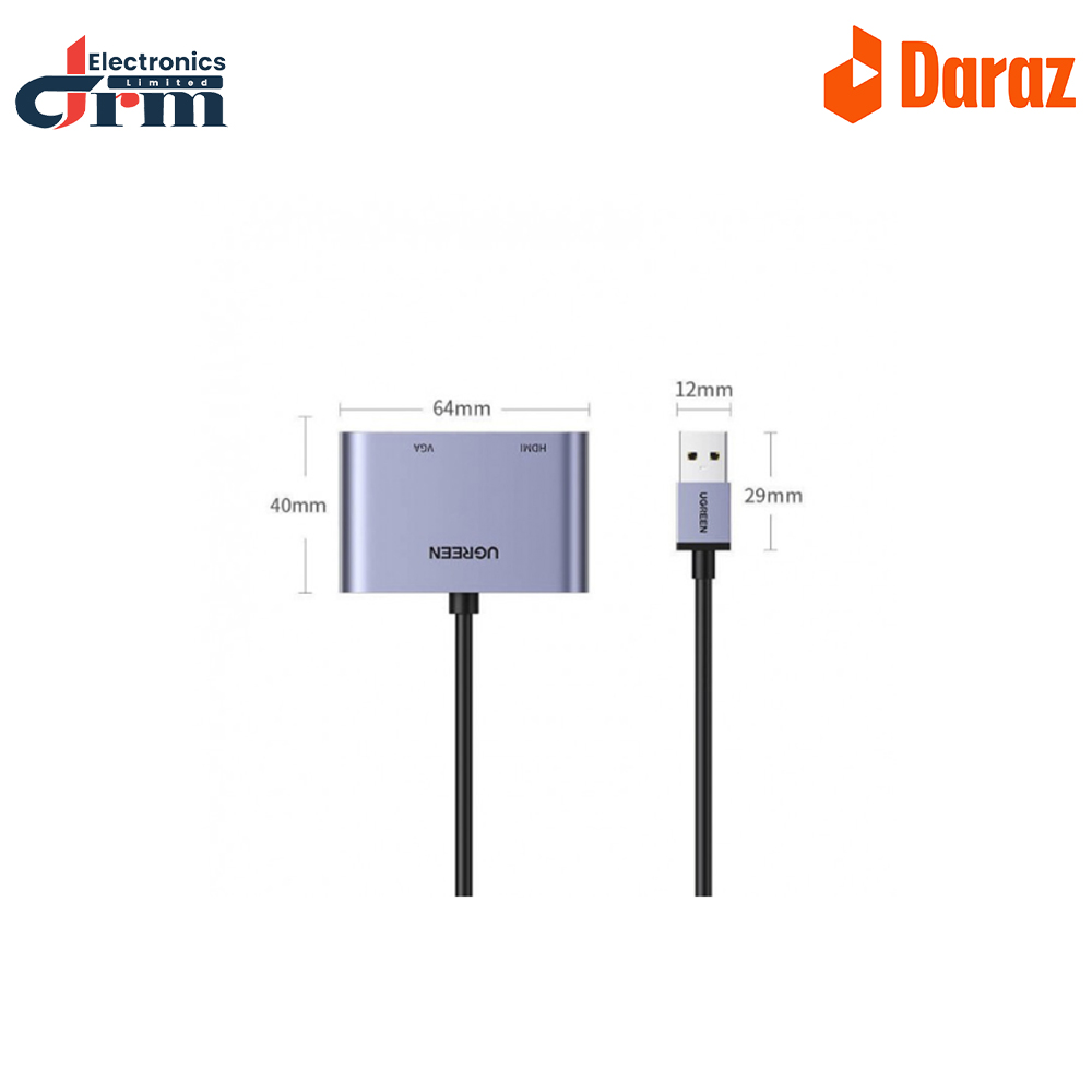 Ugreen CM449 USB-A to HDMI/VGA Converter Price in BD. 