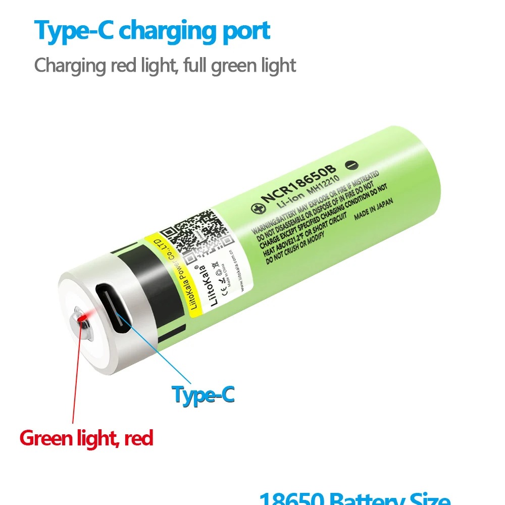 1PCS LiitoKala USB-34B Type-C 18650 3.7V 3400mAh USB Rechargeable Li-ion Battery for Flashlight Electric Mouse Toy Battery. 