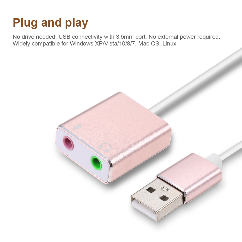 USB External Sound Card Hi-Fi Magic Voice 7.1 CH Audio Card Adapter USB to Jack 3.5mm Earphone Microphone Speaker for Laptop PC(Pink). 