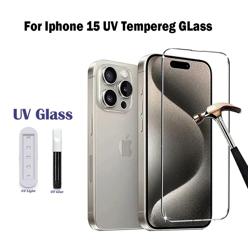 Curved Quality Full Glue UV Tempered Glass for iPhone 16 13 14 15 Pro Max 12 13 Mini Screen Protector Apple 11 X XS X 7 8 Plus