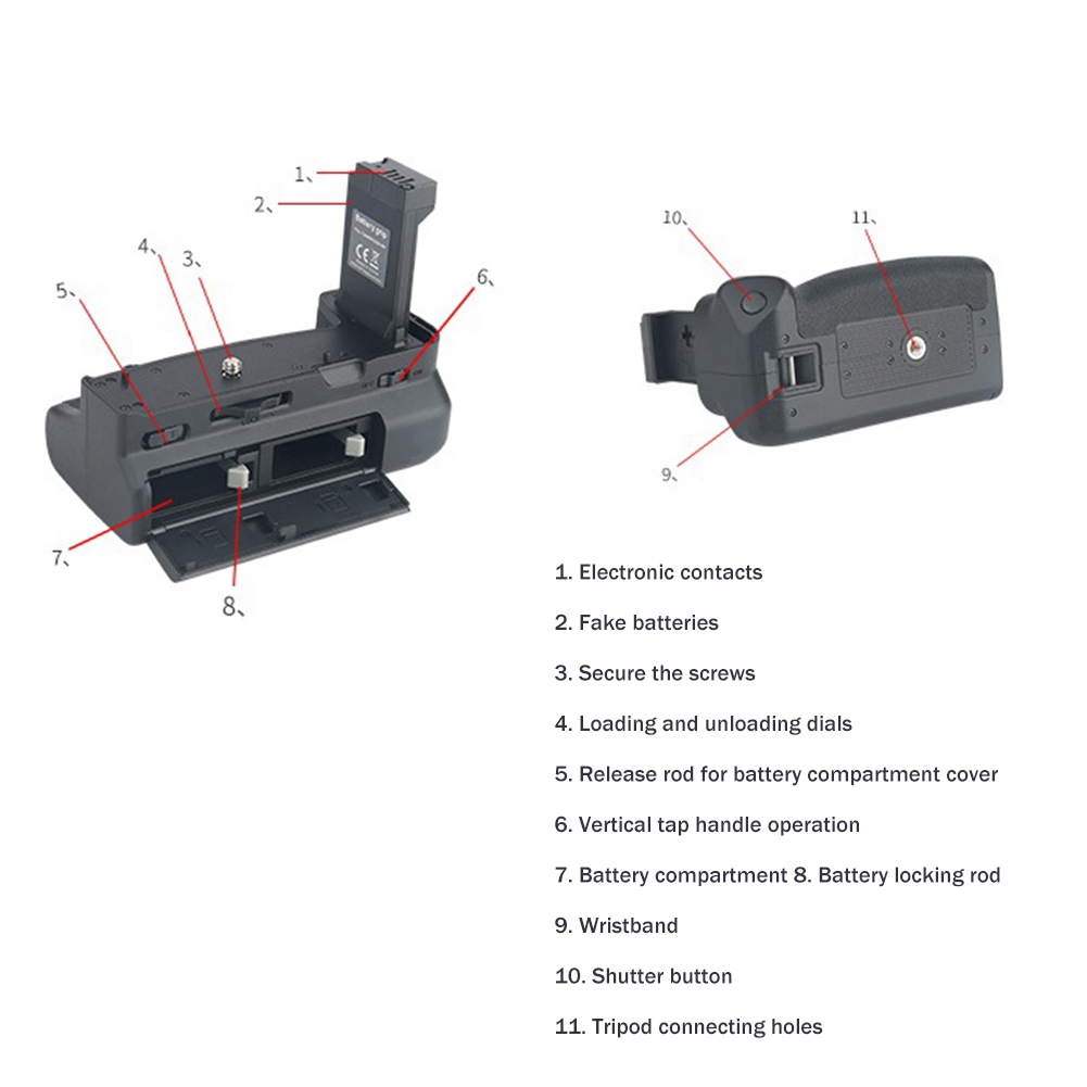 SLR Camera Handle Vertical Battery Grip Handle with Remote Control for Canon EOS RP Mirrorless Camera. 