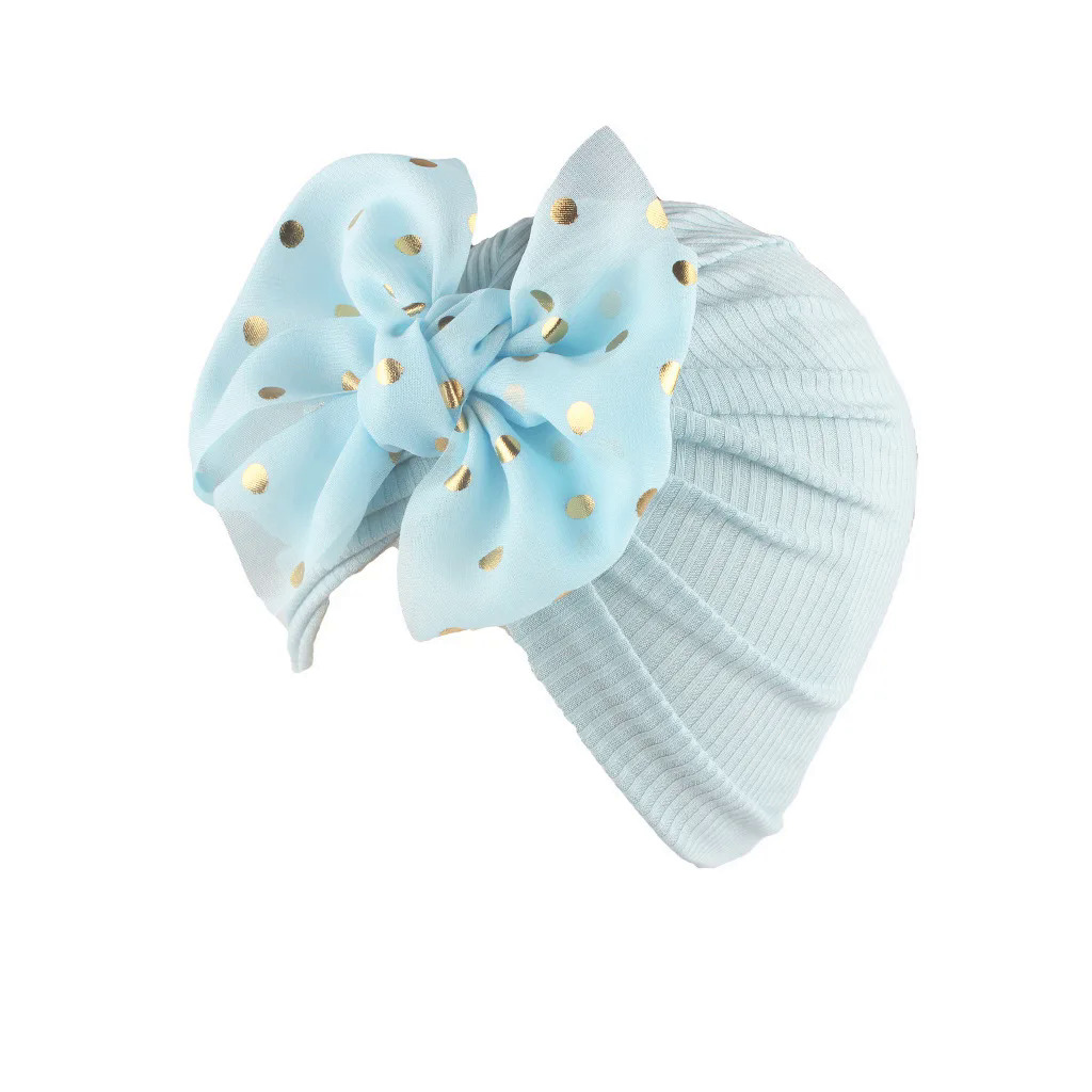 【Pioneer Gong】Lovely Shiny Bowknot Baby Hat Cute Solid Color Baby Girls Boys Hat Turban Soft Newborn Infant Cap Beanies Head Wraps. 