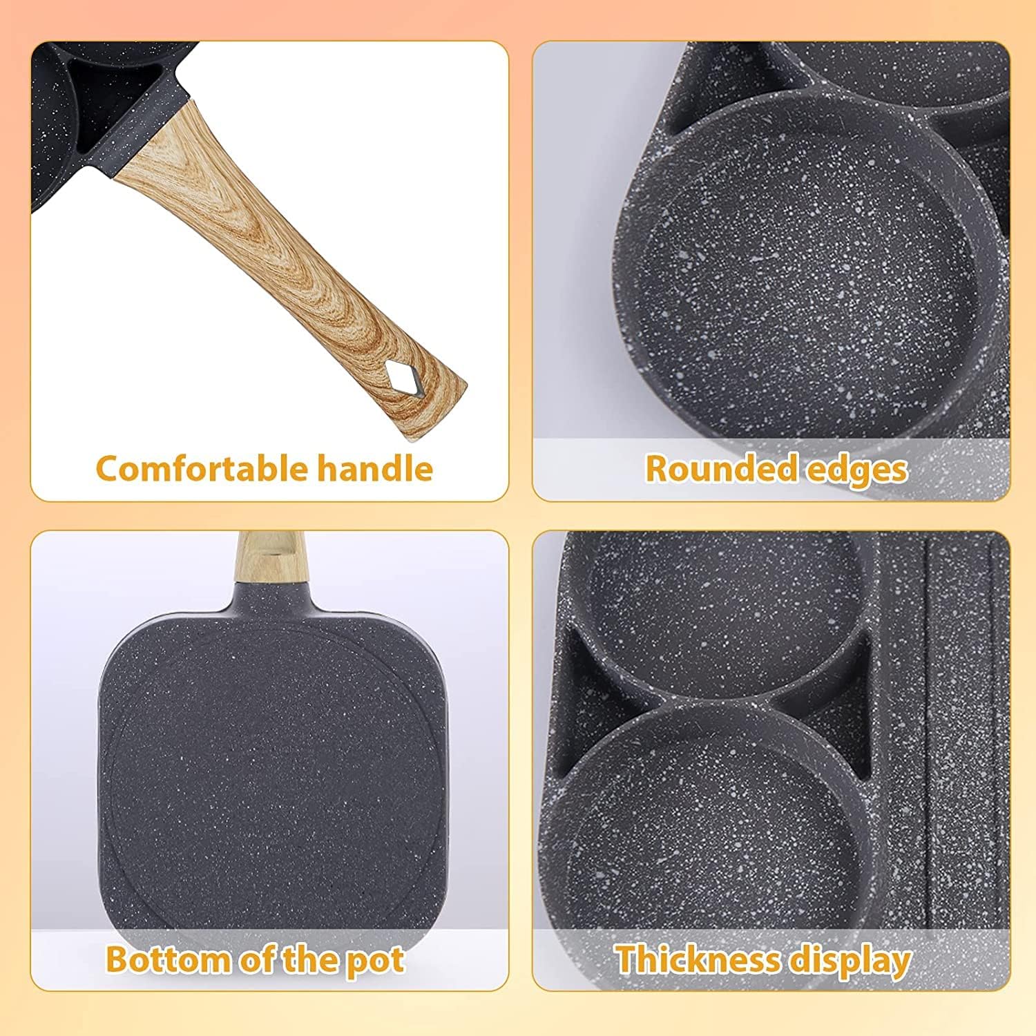 Multi-Purpose Pancake Pan, 3 Holes Frying Pan, Non-Stick Fried Egg Pan, Eye Pan, Fried Egg Pan, You Can Not Only Fry Eggs, But Also Grilled Sausage Steak Roasting Poa-Free. 