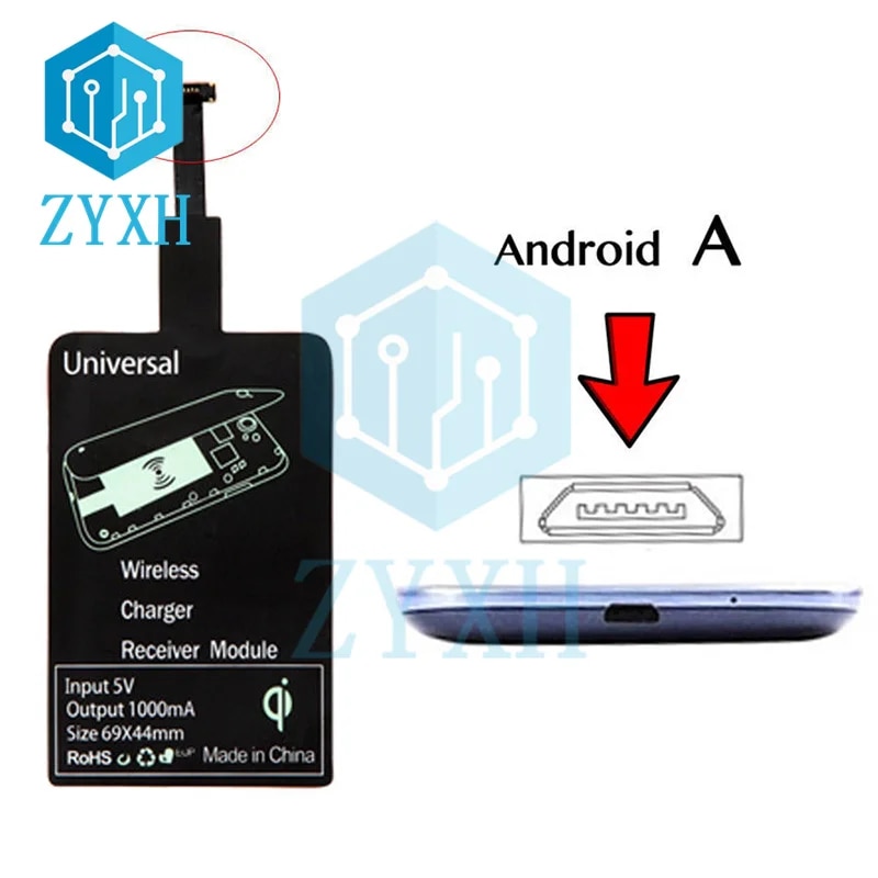 5V 1.5A Wireless Charger Receiver Type C Micro USB Qi Fast Wireless Charging Adapter for IPhone Android Samsung Huawei Xiaomi. 