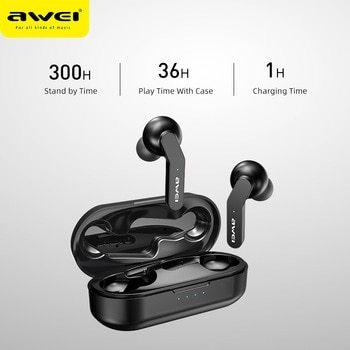 AWEI T10C TWS 5.0 IPX4 Bluetooth True Wireless Earbuds Touch Control Noise Cancelling Volume Control Super Bass Sound With Mic. 