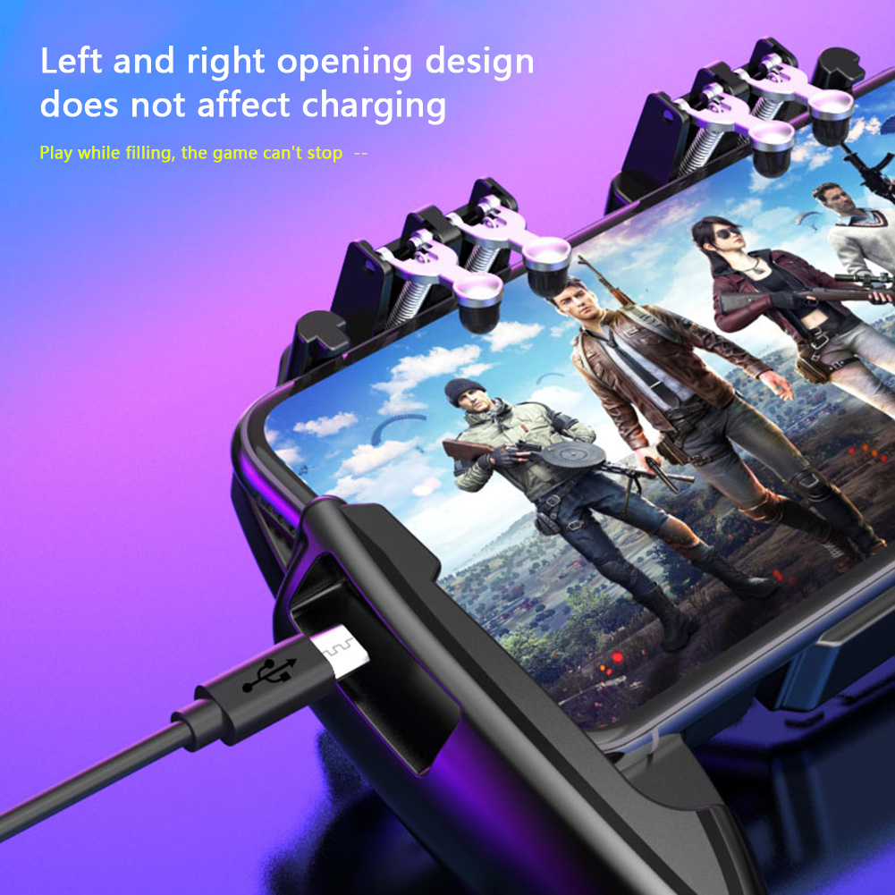 For PUBG Mobile Joystick Controller L1R1 Trigger Gamepad for iOS Android Six 6 Finger Elements Mobile Gamepad Cooling Fan. 