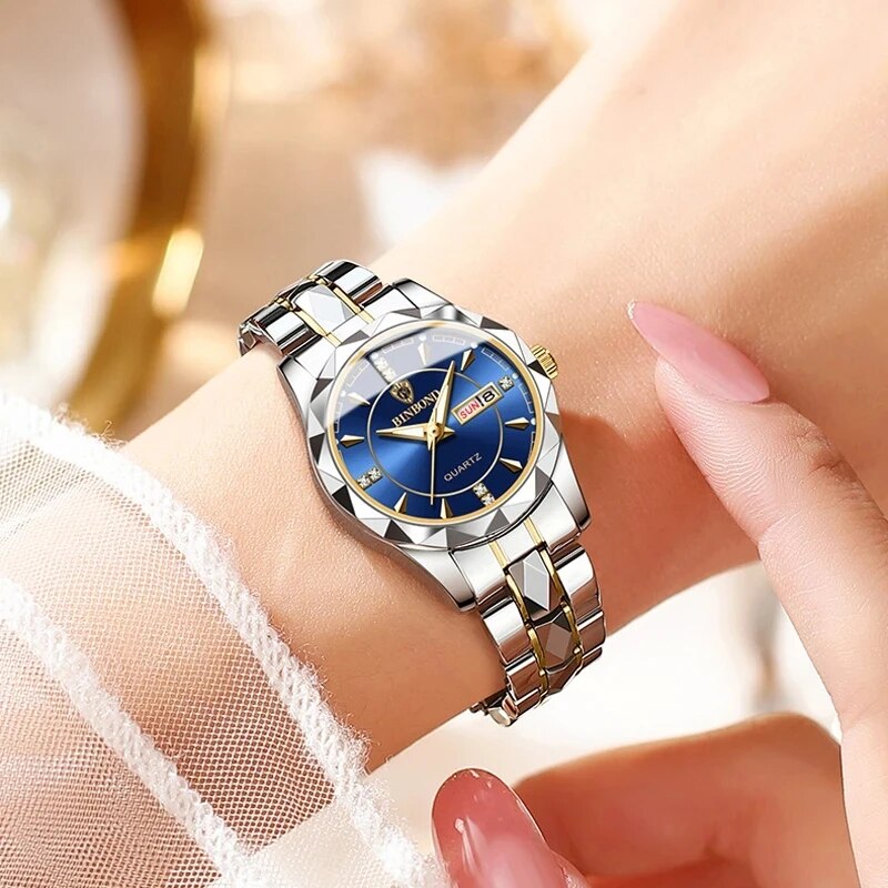 BINBOND Luxury Ms. Watches Business Top Brand Ms. Wristwatch Waterproof Luminous Date Week Quartz Ms. Watch High Quality. 