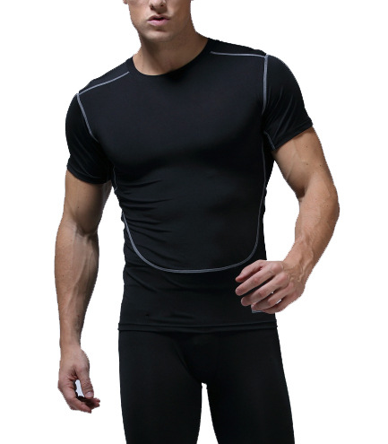 European and American quick-drying sports gym wear men's short sleeve summer basketball training running sports tights T-shirt tops