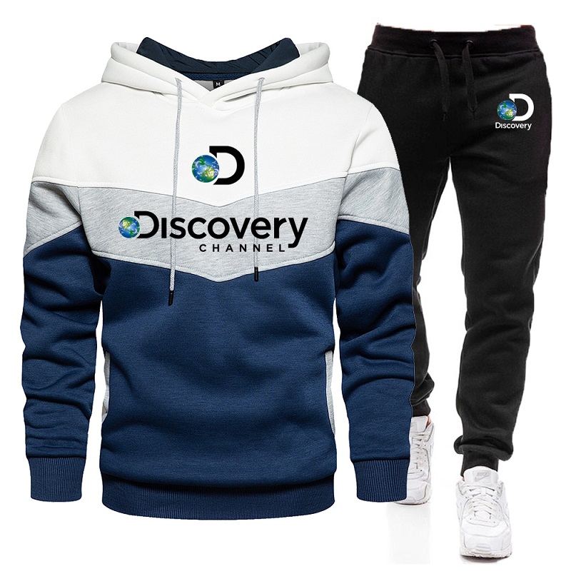 Discovery Channel Men Hoodies Sweatshirt Sweatpants Suit New Autumn Winter Sportswear Sets Patchwork Men s Pullover Jacket Set Daraz .bd