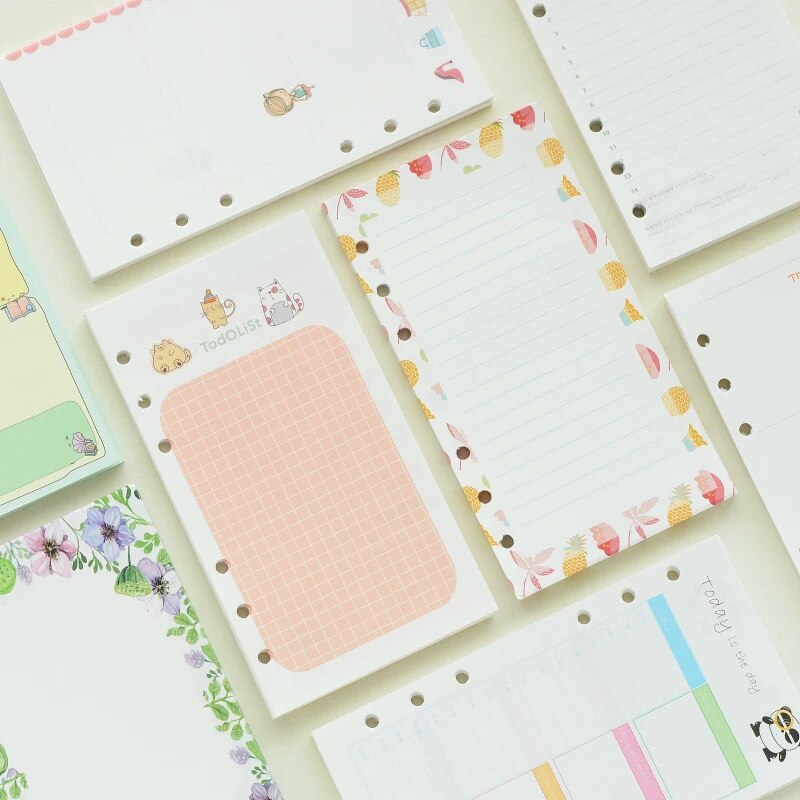 Rulers 80 Pages Scrap Booking Planner Organizer Refills Papers for 6-Rings Binder Notebook A5 A6 A7. 