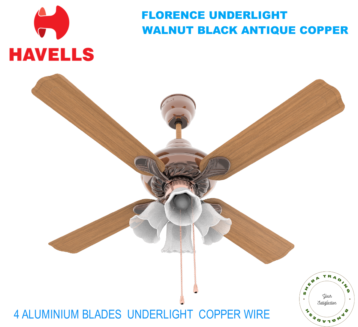Havells 4 Blade Ceiling Fan India Shelly Lighting