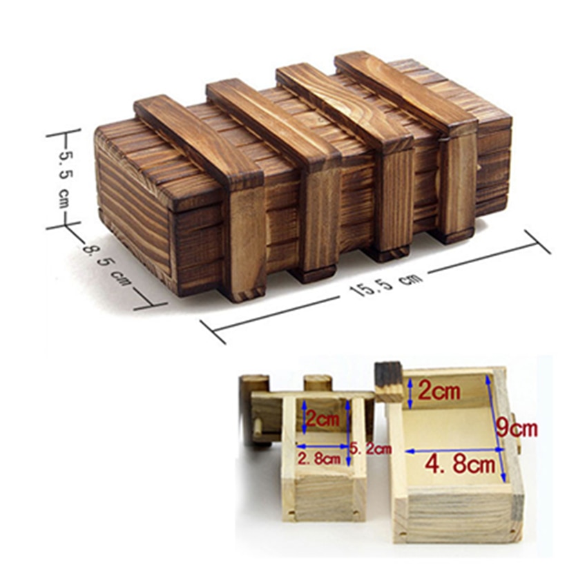 Wooden Puzzle Box Vintage With Secret Drawer Magic Compartment Brain Teaser Wood Toy Puzzles Boxes Kids Toys. 