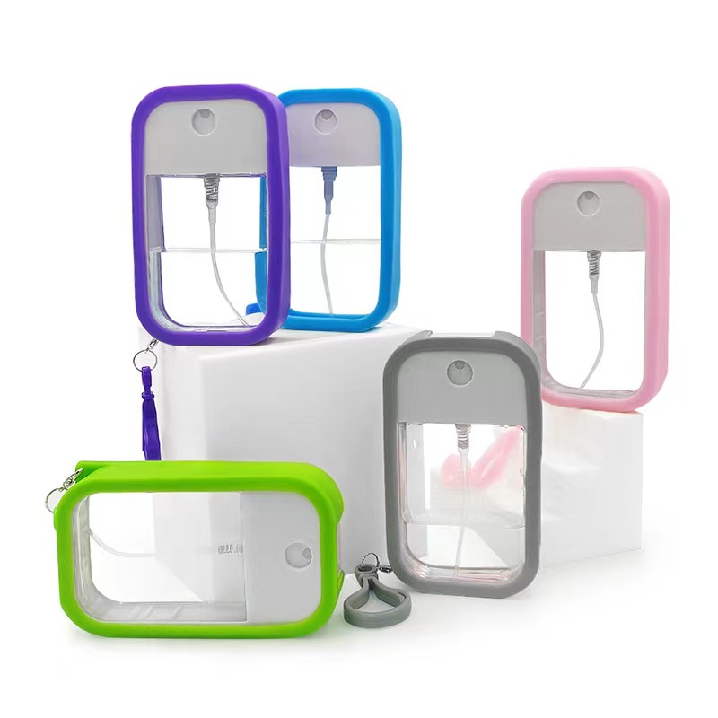 Portable Card Type Spray Bottles Free Jelly Case Plastic Alcohol Refillable Fine Mist Sprayer Portable Flat Shape Atomizer Pump Applicator for Empty Freshener Cologne Hand Sanitizer Dispenser Cosmetic Container, 50ml. 