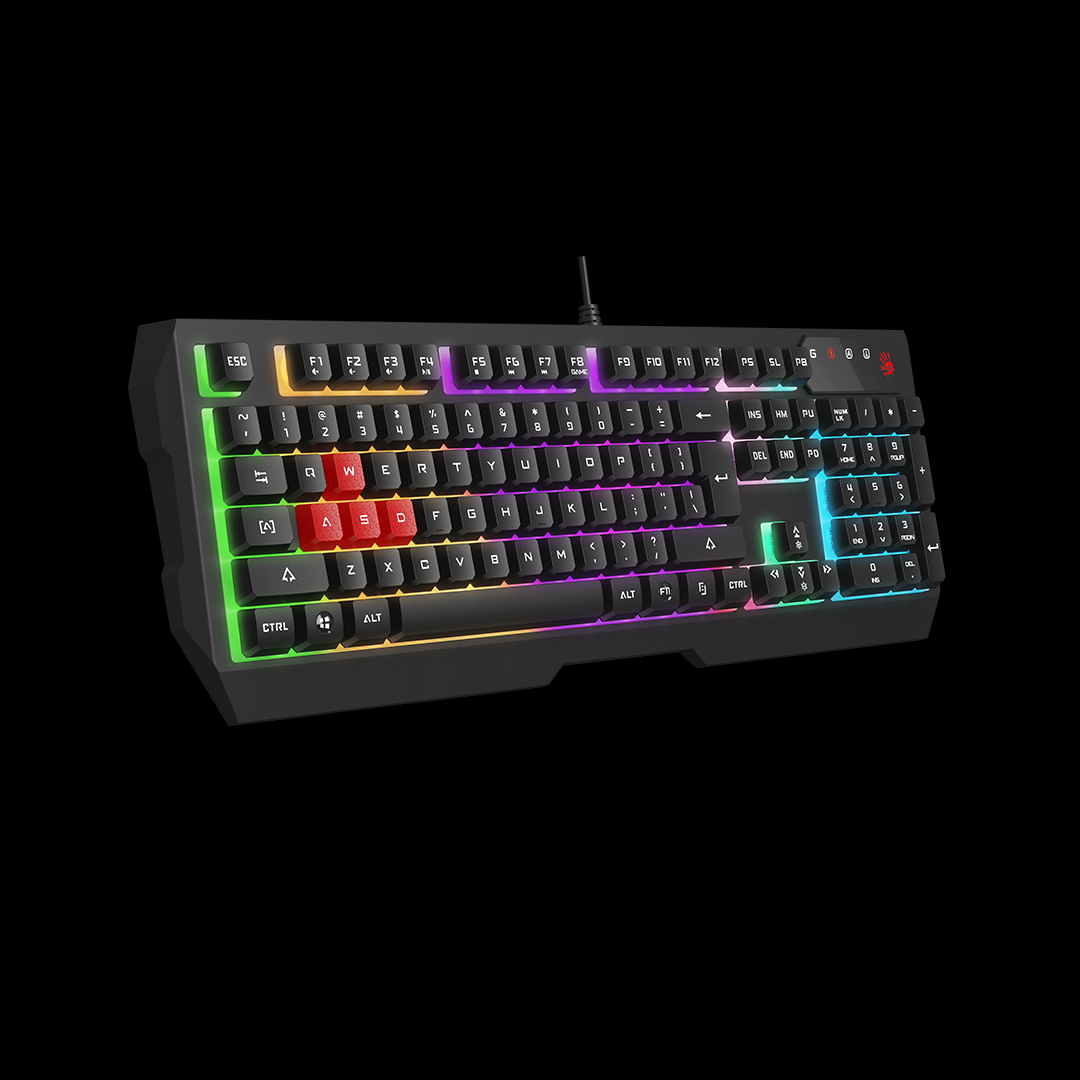 A4TECH Bloody B135N Backlit Wired Black GRADE NEON Effects Illuminate RGB Gaming Keyboard. 
