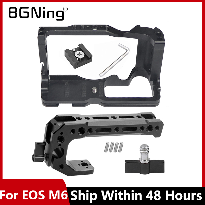 M6 Mark2 Camera Cage Rig Cold Shoe Mount Comfortable Grip w/ Top Handle Grip for Canon EOS M6 Mark II Video Film Vlog Stabilizer