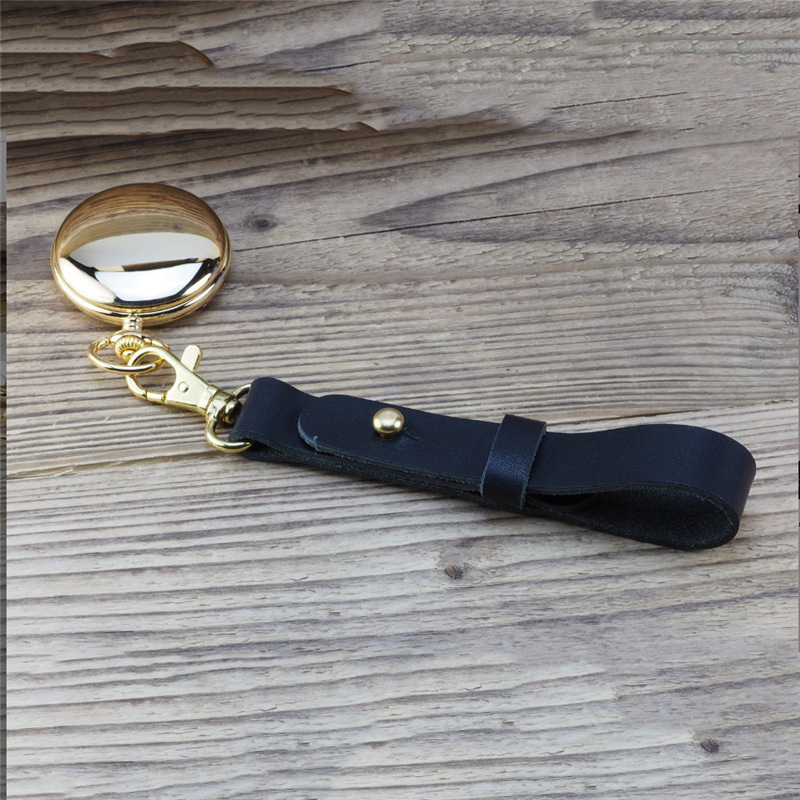 New Retro Cowhide Pocket Watch Pendant Man Waist Mounted Pocket Watch Strap Simple Fashion Korean Keychain