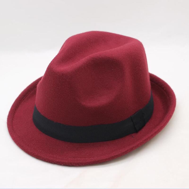 【happy one】wool Derby Fedoras Cap Felt Billycock Hats Winter Bowler Fedora Trilby Hats Man's Cap. 