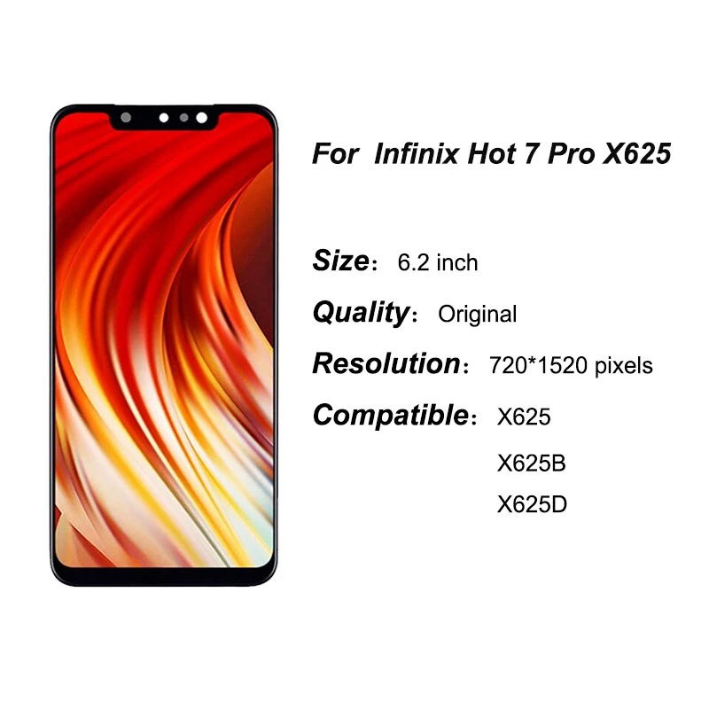 LCD No Frame For Infinix Hot 7 Pro X625 X625B X625D Display Touch Screen Digitizer Assembly Replacement Parts. 