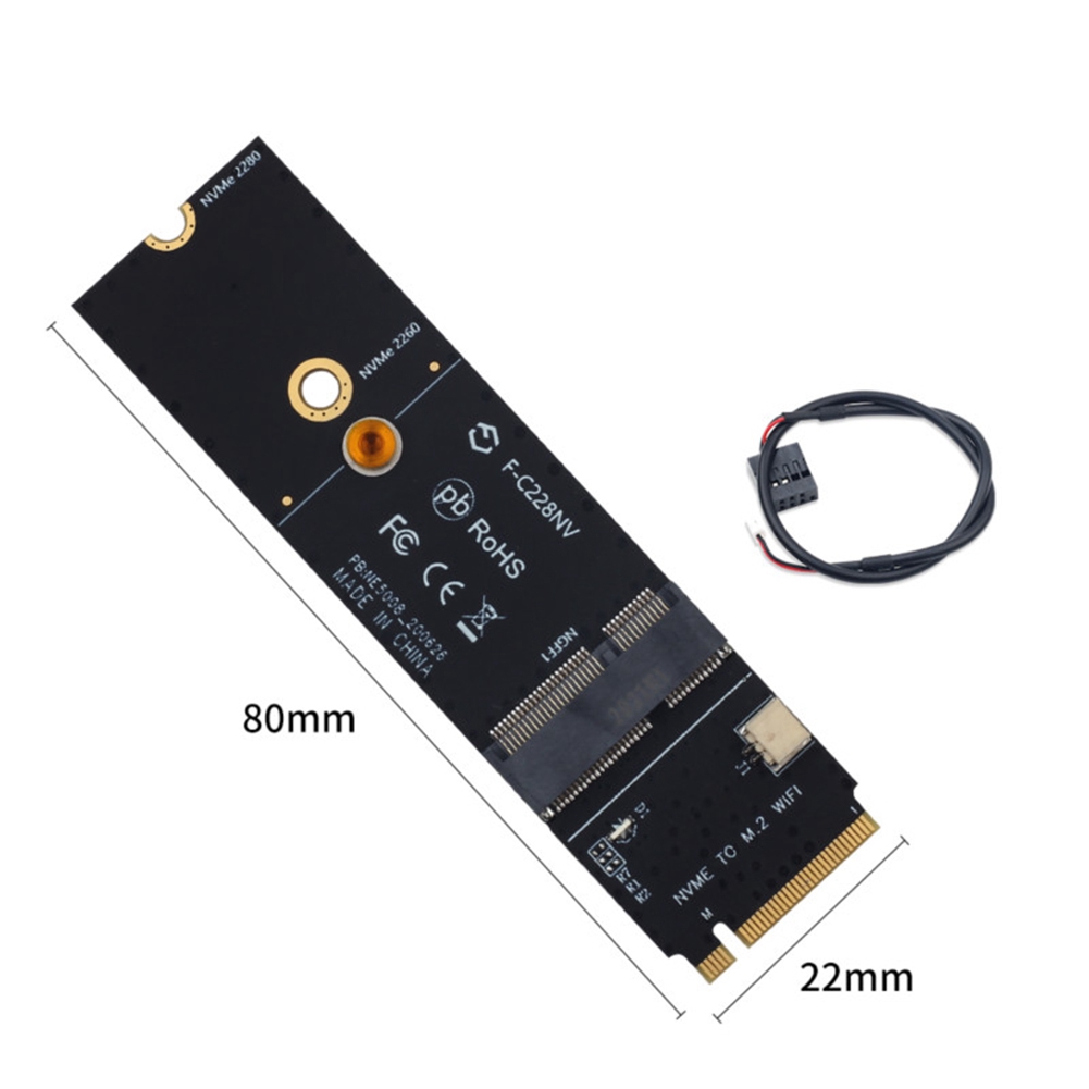 Wireless M.2 A+E Key Slot to M.2 M Key Wifi Bluetooth Adapter for AX200 9260 Bcm94352Z Card NVMe PCI Express SSD Port. 