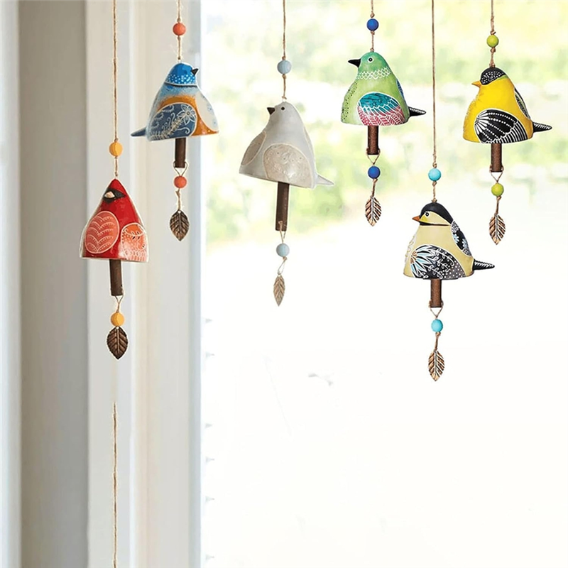FORIDE Bird Song Bell Garden Decoration Bird Song Bell Wind Chime Music Hanging Wind Chimes Chimes Bird Song Hanging Bell,E. 