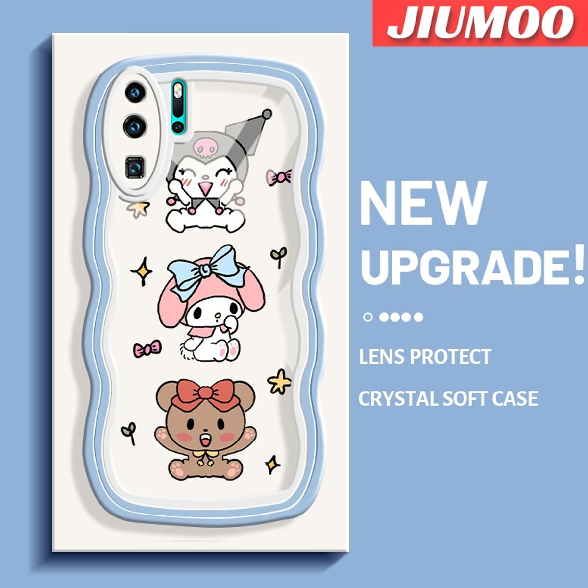 JIUMOO For Huawei P30 Pro Case Cartoon My Melody And kuromi Lovely Wave Border Shockproof Phone Cases Creative Transparent Casing