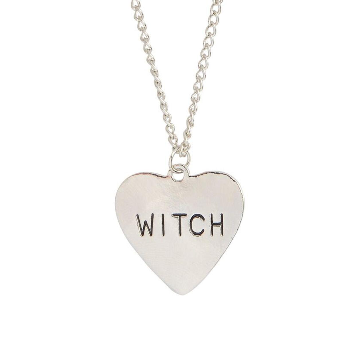 【VisioN Shop】Support Custom Witch necklace Heart Engraved Gothic Wiccan Halloween jewelry Necklace Gift for witches