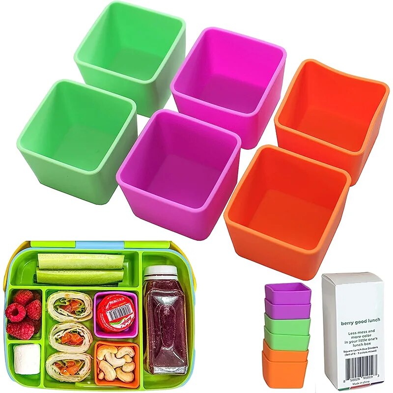 【NEW】 Silicone Lunch Box Microwaveable Household Square Salad Dressing Compartment Artifact Lunch Box For Kids. 