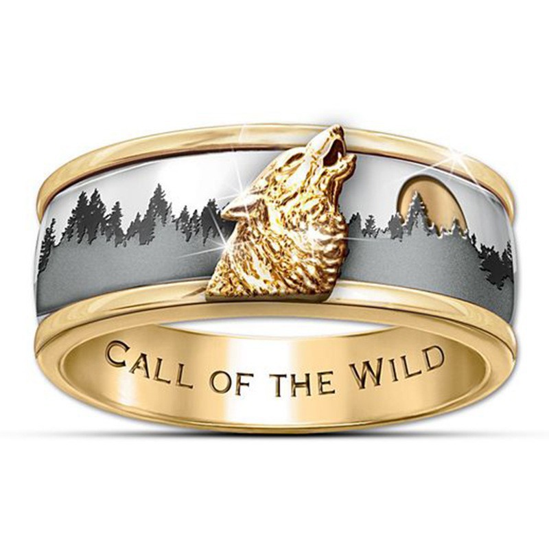Azure wish domineering wolf head hipster men's ring series cross-border retro distressed temperament ring factory direct sales. 