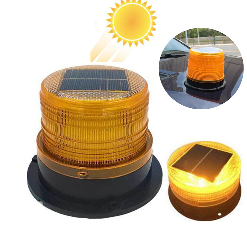 Solar Car Emergency Beacon Indicator LED Flashing Light Lamp Bus Car Truck Strobe Signal Adsorption Night Safety Warning Light