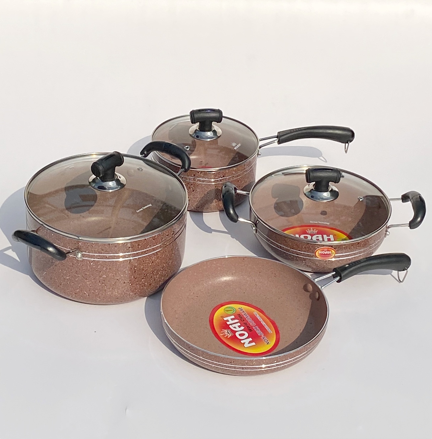 NOAH Marble Coated Cookware Full Set - Walnut Brown. 