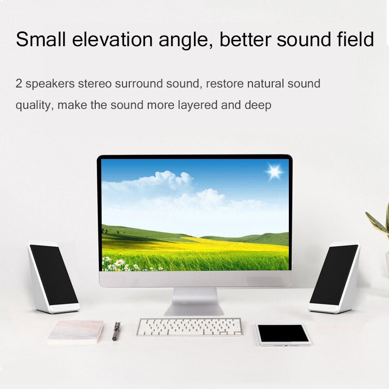 3.5MM Audio Jack Mini Speaker USB Cable 2 PC Elevation Speakers Adjustable Wire Control Multimedia Home Computer Subwoofer. 