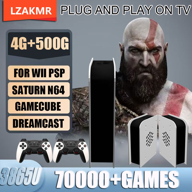 LZAKMR 500GB Retro Game Console M15 Batocera 3865U 70000+Games For Wii PS2 PSP GameCube N64 Wireless handle Children's Gift