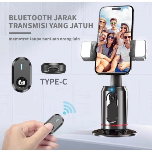 Retrack Q02 AI Tracker 360° Auto Face Tracking Smart Selfie Gimbal Stabilizer Fill Light Tripod With Type-C.. 