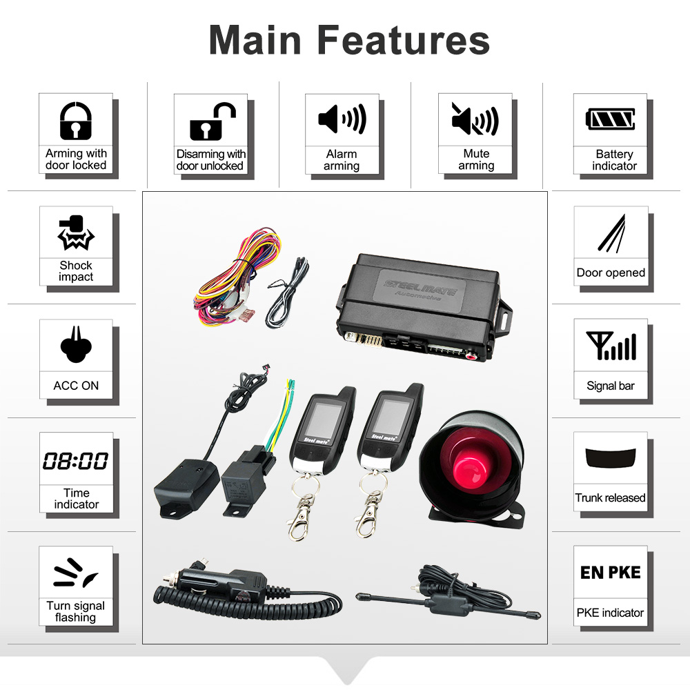 Steelmate 888E Two Way LCD Car Alarm Keyless Entry Security System. 