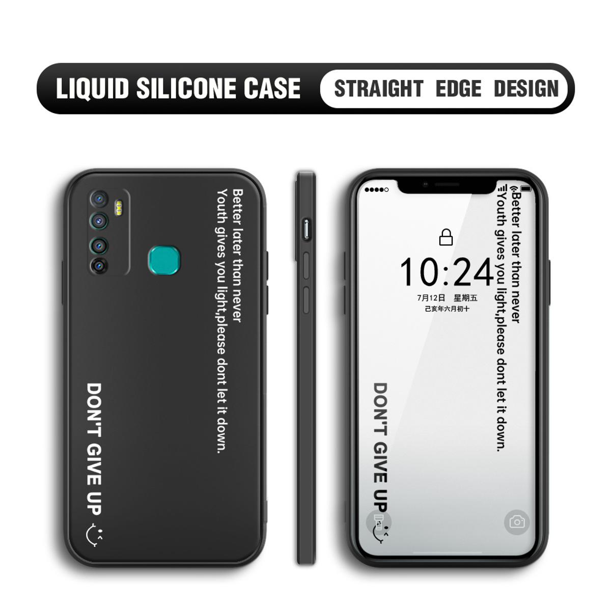 BILI for Infinix Hot 9 Back Cover Motto Dont Give Up Multicolor Liquid Silicone Phone Case Soft Square Lens Protection Phone Cases