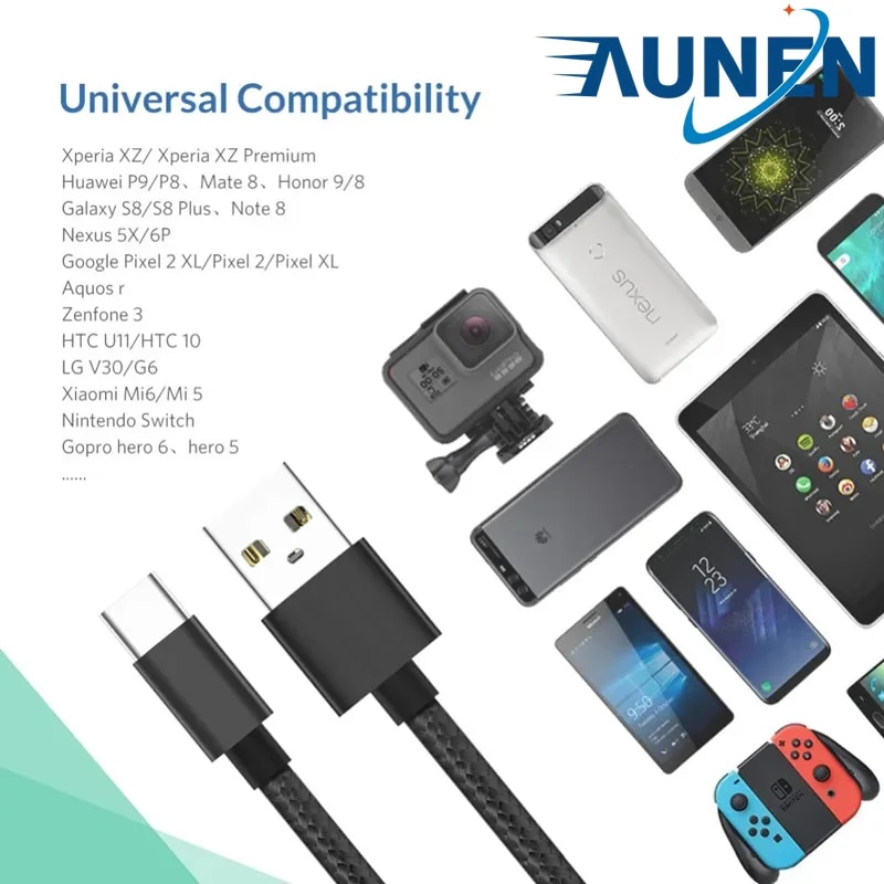 USB Type C Fast Charger Cable For Samsung S21 S20 FE S10 S9 Plus Note 20 Ultra A72 A52 A32 A22 5G M42 M32 Phone USB C Cable. 