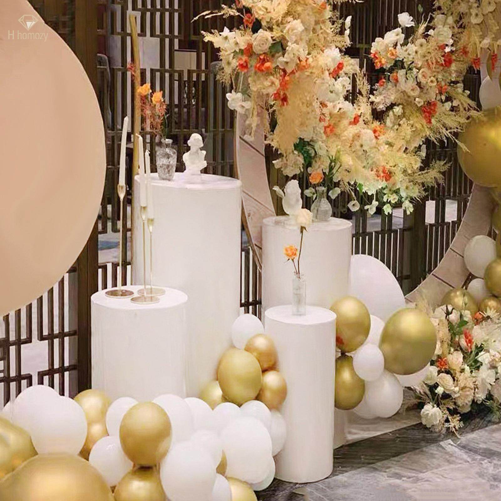 3 Pieces Display Pedestals Cake Stand Table Cylinder Plinth Pillars for Valentine's Day Engagement