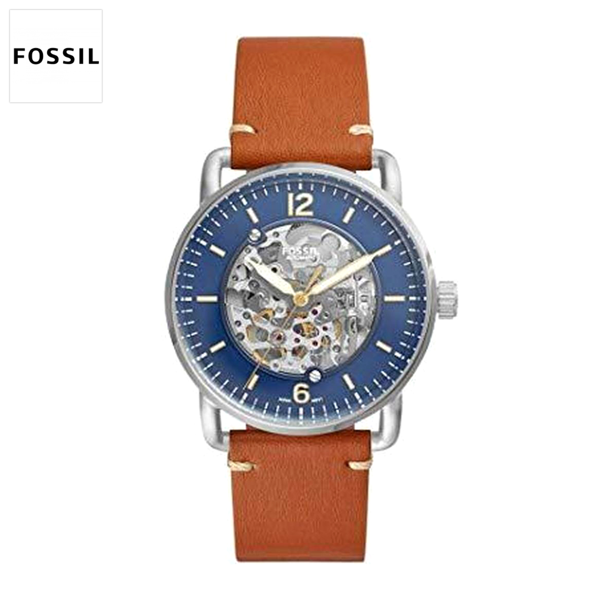 Fossil - Me3159 Commuter Automatic Blue Tan Leather