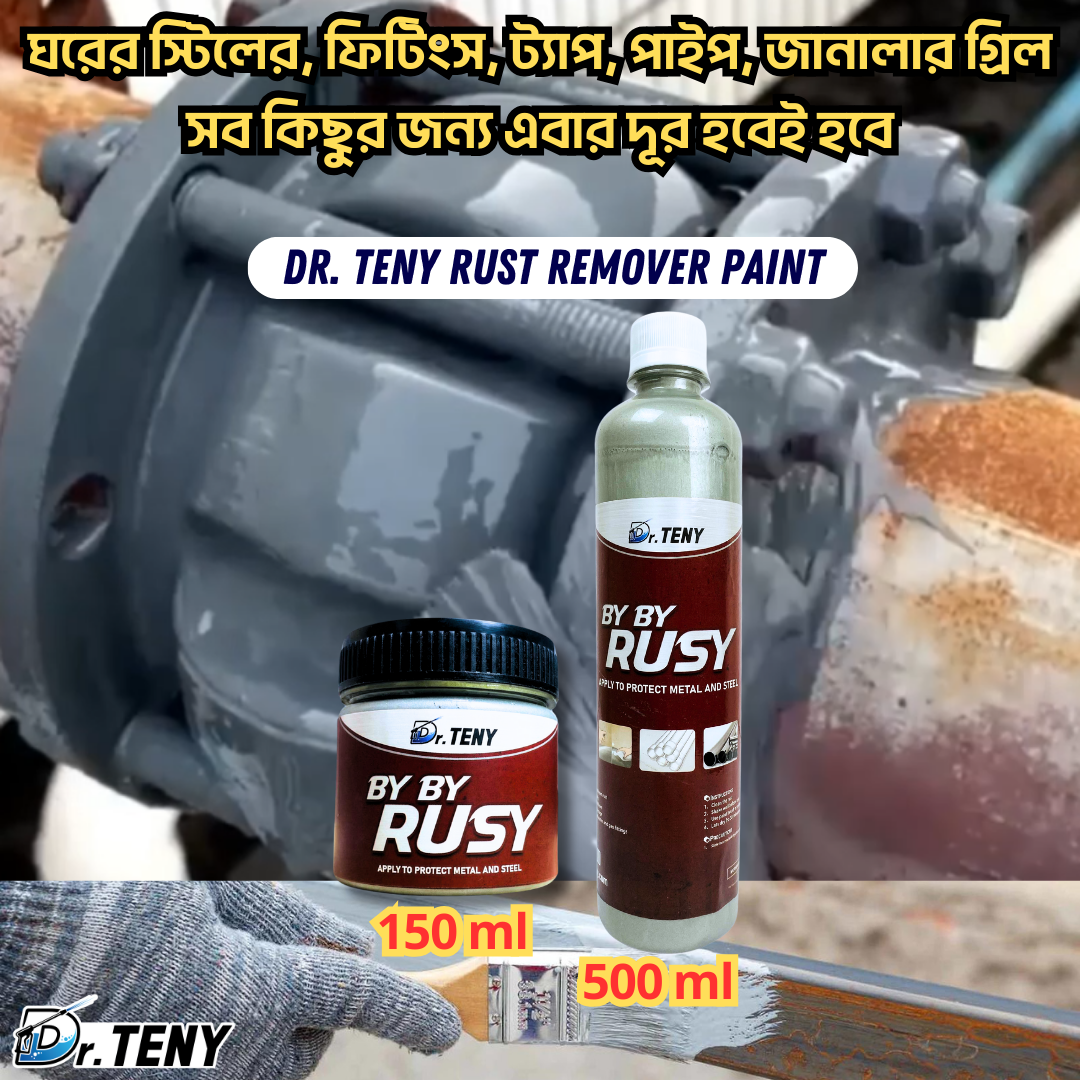 Dr Teny Anti-Rust Paint For Metal-Multiple Colors To Choose, By By Rusy, dr teny Rust Preventative Coating, Water-Based Metal Rust Remover, Water Based Metallic Paint, Anti Rust Paint For Metal 150 ML and 500 ML. 