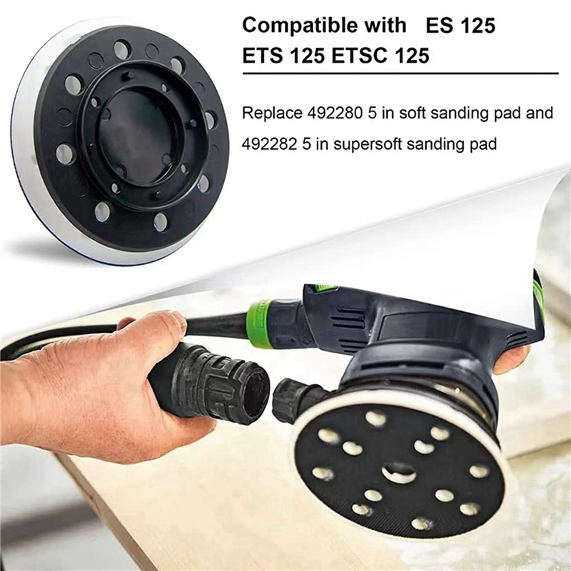 3X Ultra 492280 Sanding Pad Replacement, 125mm (5-Inch), Soft, 8 Holes, Compatible with ES125, ETS125