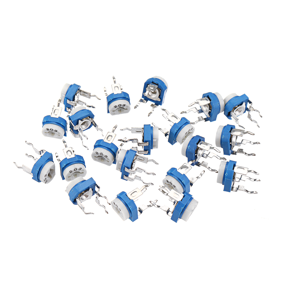 10Pcs- RM065 RM-065 VR 20K Ohm 203 Potentiometer Trimmer Trim Pot 20K Ohm 203 Trimpot Variable Resistor Top Adjustment Single Turn 6mm V/R 3 Pin Leads Terminals . 