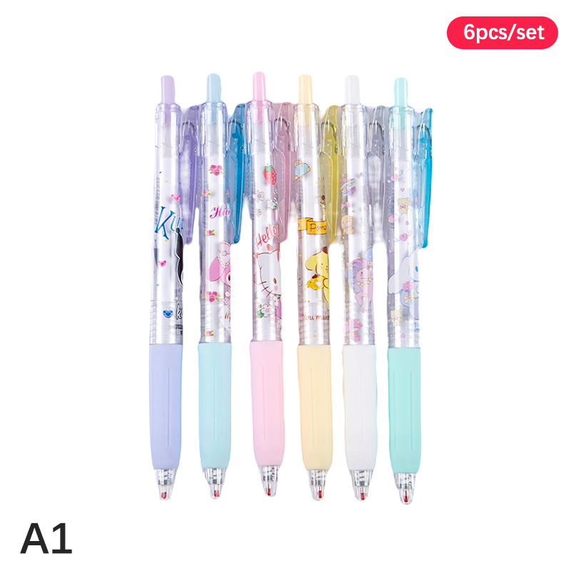 1/6Pcs Gel Pen Anime Students Stationery 0.5MM Gel Pen Quality Kids Gifts SUPER BABY
