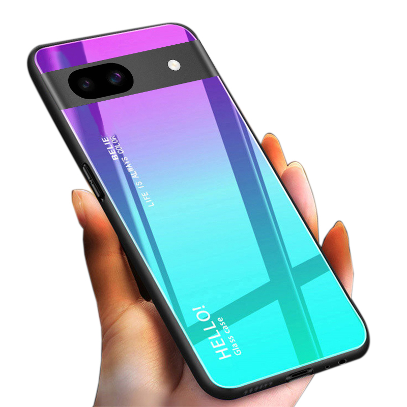 For Google Pixel 8A 8 Pro case Gradient Mirror Tempered Glass Protector Hard Back cover For Google Pixel 8 Pro 8A Back cover Phone Cases. 