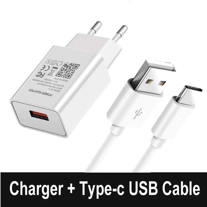 Fast Charger For OPPO A53 A5 A9 2020 Reno 2 Z 3 4 5 Pro Realme X 2 X50 3 5 6 Pro QC 3.0 EU Plug Phone Adapter Type-c USB Cable. 