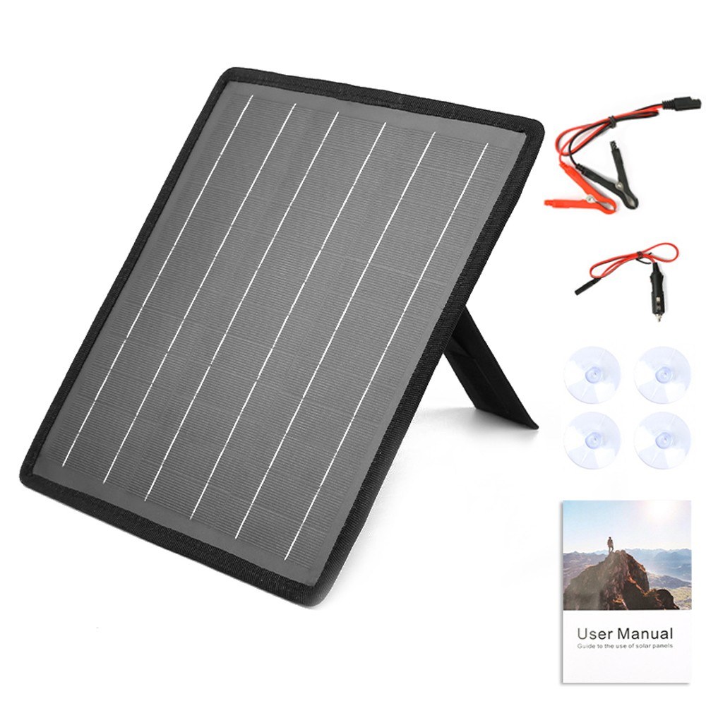 Solar Panel 10W 18V Car Yacht Solar Power Charger Solar Photovoltaic Panels Outdoor Recharging Tool Removable Solar Panels with Bracket