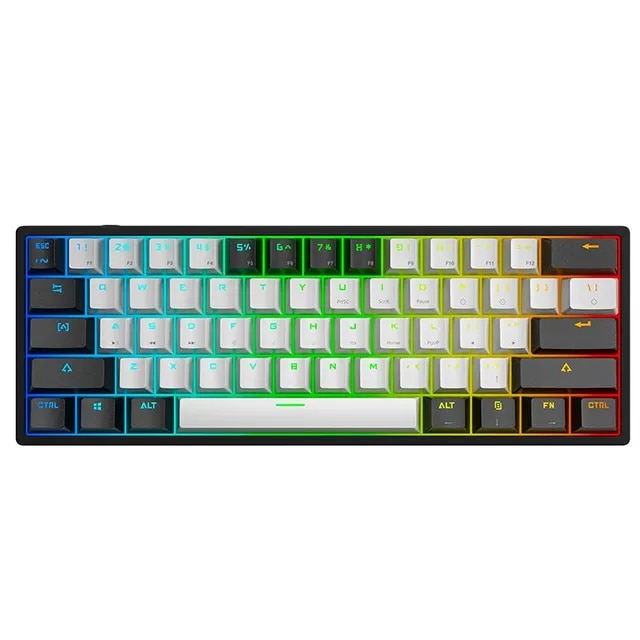 LEAVEN K620 Wired Mechanical Keyboard 61 Keys RGB Lights Green Axis ESports Gaming Office Personality Key Computer Accessories. 