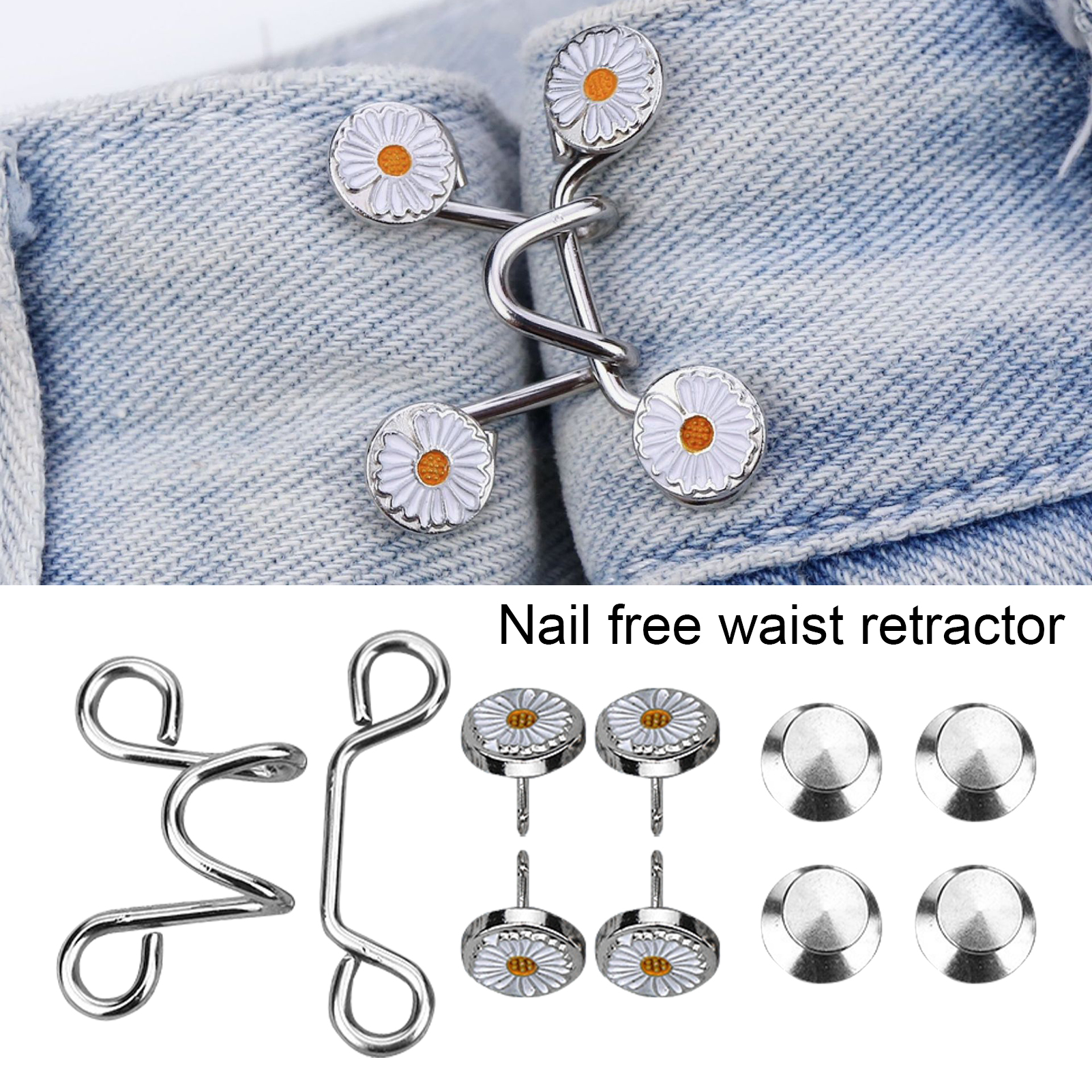 Detachable & Nail-free Jeans Waistband Button For Waist Adjustment And  Fixation
